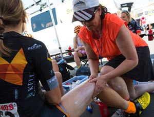 Sally working on Optum Pro Woman's cycling team